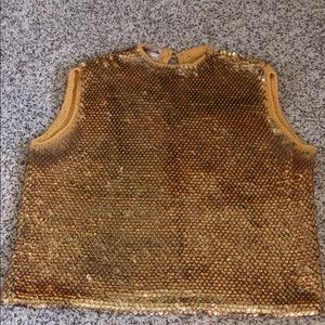 VINTAGE Handmade Gold Sequin Top